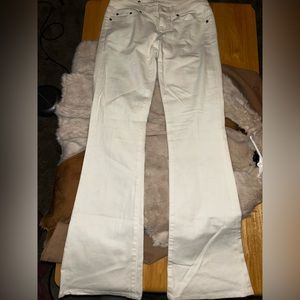 White flare jeans